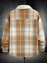 Charger l\&#39;image dans la visionneuse de la galerie, Men Plaid Print Teddy Lined Overcoat Without Sweater