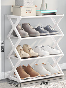 1pc Plastic Shoe Storage Rack White 4 Layer Shoe Holder For Home