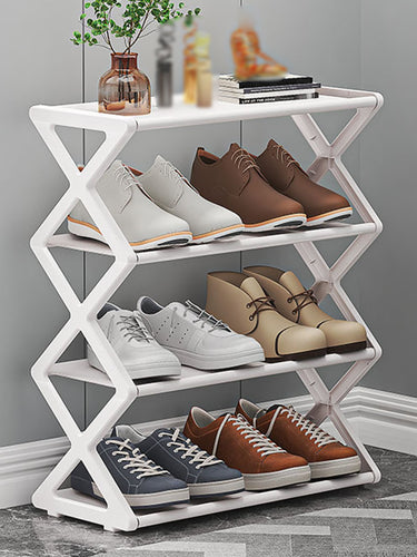 1pc Plastic Shoe Storage Rack White 4 Layer Shoe Holder For Home