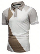 Load image into Gallery viewer, Manfinity Homme Men Striped Print Quarter Zip Polo Shirt