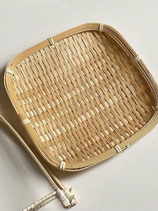 1pc Weaving Baskets Rack Wicker Handwoven Fruit Bread Food Storage Tier Kitchen Decorate Round Square Plate Stand Container Bamboo Baskets Straw Weaving 1/2/3 Layer