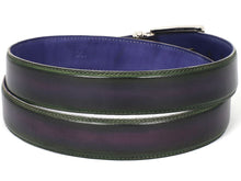 Load image into Gallery viewer, PAUL PARKMAN Men&#39;s Leather Belt Dual Tone Green &amp; Purple (ID#B01-GRN-PURP)