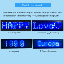 Load image into Gallery viewer, LED Name Tag, LED Name Badge Rechargeable LED Business Card Screen with 44x11 Pixels USB Programming Digital Display-Blue