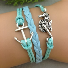 Load image into Gallery viewer, Seahorse Anchor Blue Bracelet (Ships From USA)