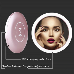 Portable LED Lighted Mini Circular Makeup Mirror