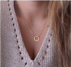 2016 Hottest Fashion Casual Personality Circle Lariat Pendant Gold Color Necklace High Quality