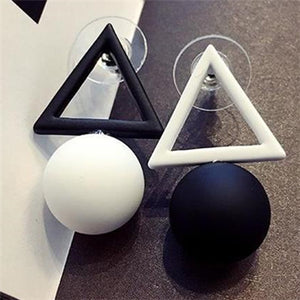 2018 New Women's Fashion Black White Mixed Colors Hollow Square Pentagram Triangle Simple