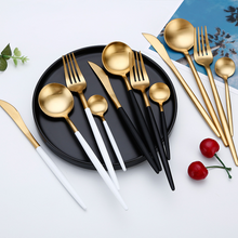 Load image into Gallery viewer, Hot Sale Dinner Set Cutlery Knives Forks Spoons Wester Kitchen Dinnerware high Quality Stainless Steel Home Party Tableware Set