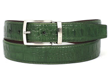 Charger l\&#39;image dans la visionneuse de la galerie, PAUL PARKMAN Men&#39;s Crocodile Embossed Calfskin Leather Belt Hand-Painted Green (ID#B02-GRN)