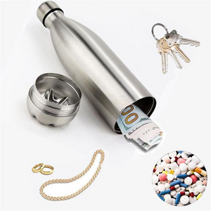 Outdoor sports shunt water bottle with storage, detachable bottom, safe and secret collect box for pill storage &hidden money