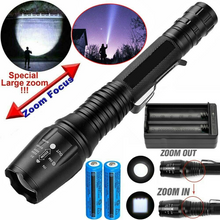 Load image into Gallery viewer, 990000LM Camping Flashlight Zoomable Upgraded Tactical T6 LED Torch Rechargeable 5 Modes 2x 18650 Battery + Charger