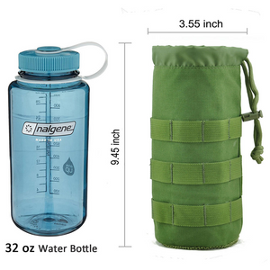Tactical Drawstring Water Bottle Pouch Molle water kettle Carrier for 32oz 9.4"x3.7"bottle with 1000D Nylon waterproof fabric