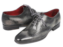 Load image into Gallery viewer, Paul Parkman Wintip Oxfords Gray &amp; Black Handpainted Calfskin (ID#741-GRY)