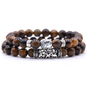 2pcs set  Black Lava Stone Prayer Beads Buddha Men Bead Bracelet Beaded Bracelets