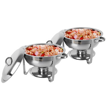 Load image into Gallery viewer, Single Basin Two Set Stainless Steel Round Buffet Stove Food Pans Household Appliances