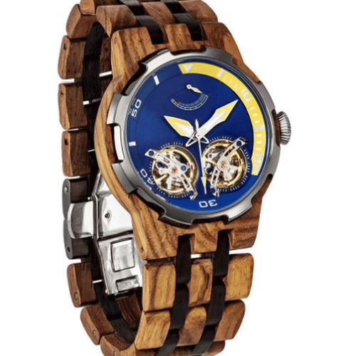 Men's Dual Wheel Automatic Ambila Wood Watch - 2019 Most Popular