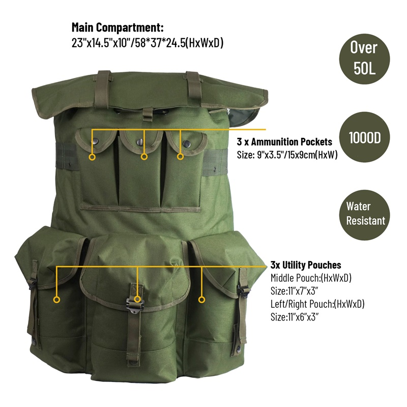 Military Large Alice Pack Army Survival Combat Backpack ALICE Rucksack ...