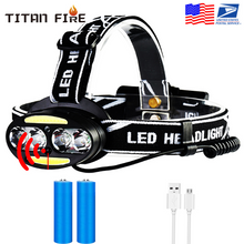 Load image into Gallery viewer, Super bright LED headlamp 4 x T6 + 2 x COB + 2 x Red LED waterproof led headlight 7 lighting modes with batteries charger
