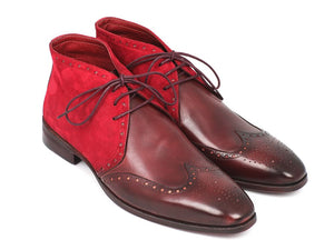 Paul Parkman Men's Chukka Boots Bordeaux Suede & Leather (ID#CK51-BRD)