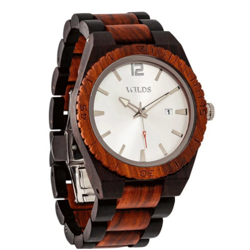 Men's Custom Engrave Ebony & Rose Wooden Watch - Personalize Your Watch