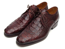 Load image into Gallery viewer, Paul Parkman Brown &amp; Bordeaux Crocodile Embossed Calfskin Derby Shoes (ID#1438BRD)