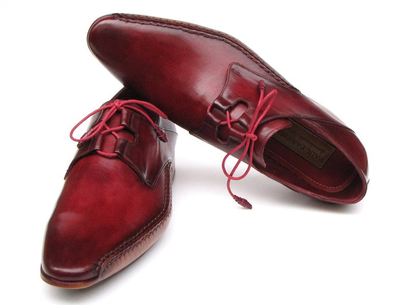 Paul Parkman Men's Ghillie Lacing Side Handsewn Dress Shoes - Burgundy  (ID#022-BUR)