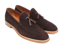 Load image into Gallery viewer, Paul Parkman Men&#39;s Tassel Loafer Brown Suede Shoes (ID#087-BRW)