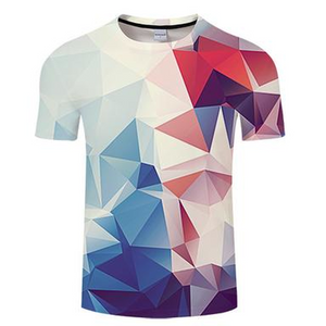 Geometric Blue And Red 3D T-Shirt
