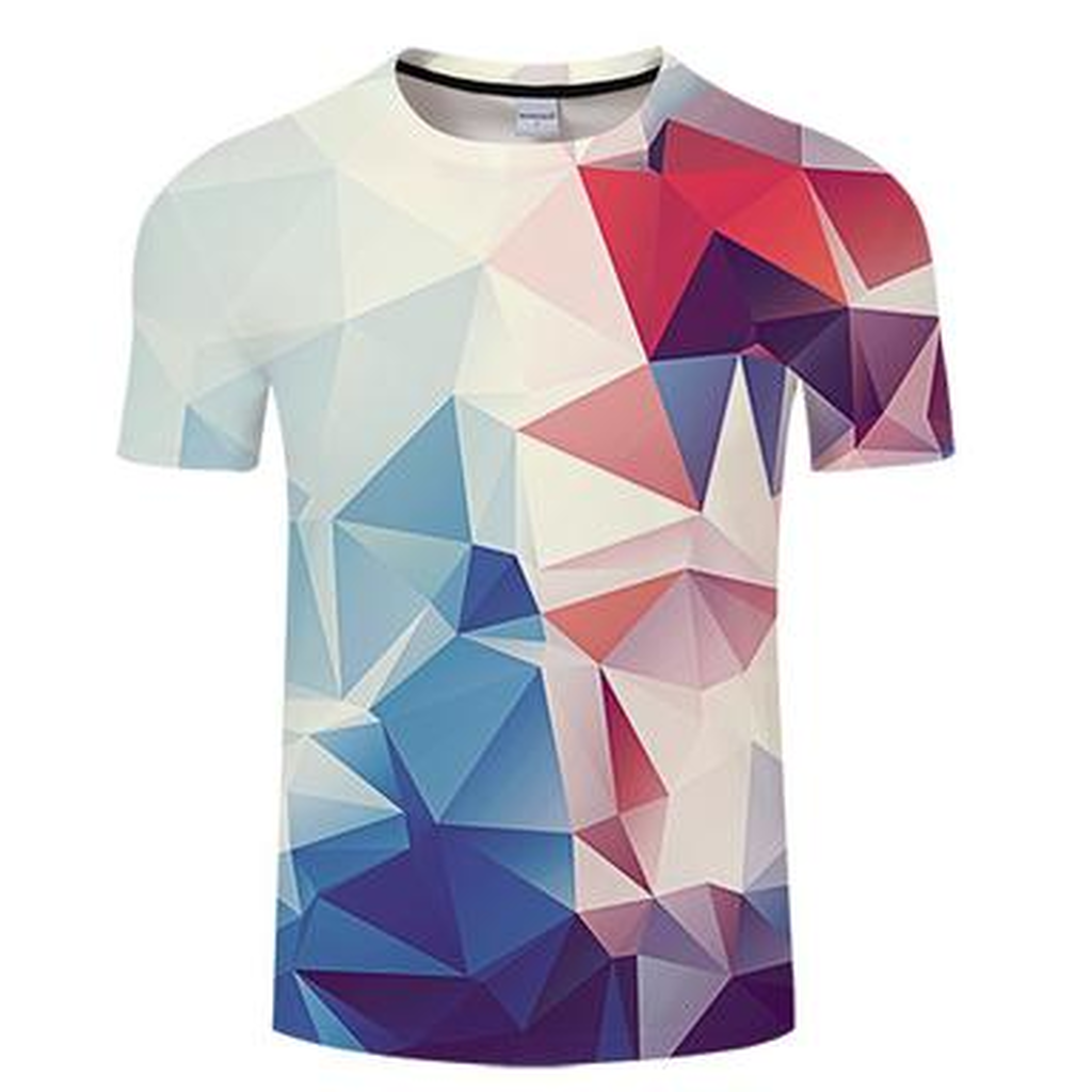 Geometric Blue And Red 3D T-Shirt