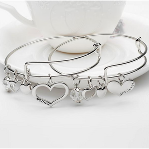 Mother Daughter Charm Bangle Set  (Ships From USA)