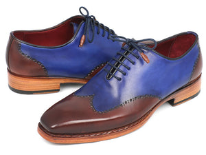 Paul Parkman Men's Wingtip Oxford Goodyear Welted Blue & Brown (ID#81BLU57)