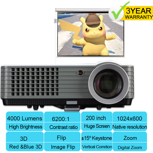 3D HOME THEATER MULTIMEDIA 4000 Lumens USB HDMI LED HOME PROJECTOR HD 1080P TV Fast Delivery. Free 3D Resources.3 Year Warranty.