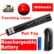 Charger l\&#39;image dans la visionneuse de la galerie, 100Miles Adjustable Red Laser Pointer Pen Astronomy 650nm Visible Beam Single Point Lazer Cat/Dog Toy+18650 Battery+Charger