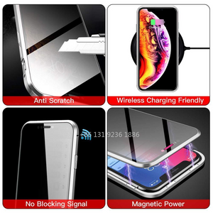 Metal Magnetic Adsorption Case For iPhone 13 12 11 Pro Max Mini XS X XR 7 8 6 6s Plus SE 2020 Double-Sided Glass Cover