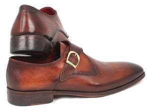 Paul Parkman Men's Monkstrap Dress Shoes Brown & Camel (ID#011B44)