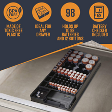 Load image into Gallery viewer, The Batterys Storage Organizer Case Battery Testers, Holds 110 Batteries Various Sizes for AAA, AA, 9V, C, D and Button