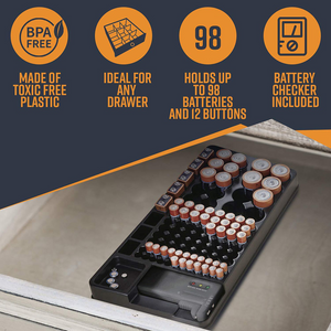 The Batterys Storage Organizer Case Battery Testers, Holds 110 Batteries Various Sizes for AAA, AA, 9V, C, D and Button