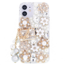 Load image into Gallery viewer, iPhone Case 13 12 11 Pro Max Mini Xs Xr X 8 7 6s Plus Women Sparkly Rhinestone Diamond Flower Clear Cover