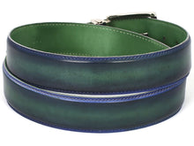 Charger l\&#39;image dans la visionneuse de la galerie, PAUL PARKMAN Men&#39;s Leather Belt Dual Tone Blue &amp; Green (ID#B01-BLU-GRN)