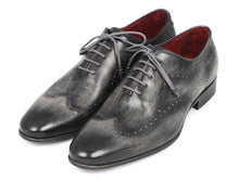 Load image into Gallery viewer, Paul Parkman Wintip Oxfords Gray &amp; Black Handpainted Calfskin (ID#741-GRY)