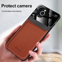 Load image into Gallery viewer, Business style Cases for iPhone 12 11 7 8 6 6S Plus XR Pro XS Max PU Leather Tempered Glass Phone Back Cover