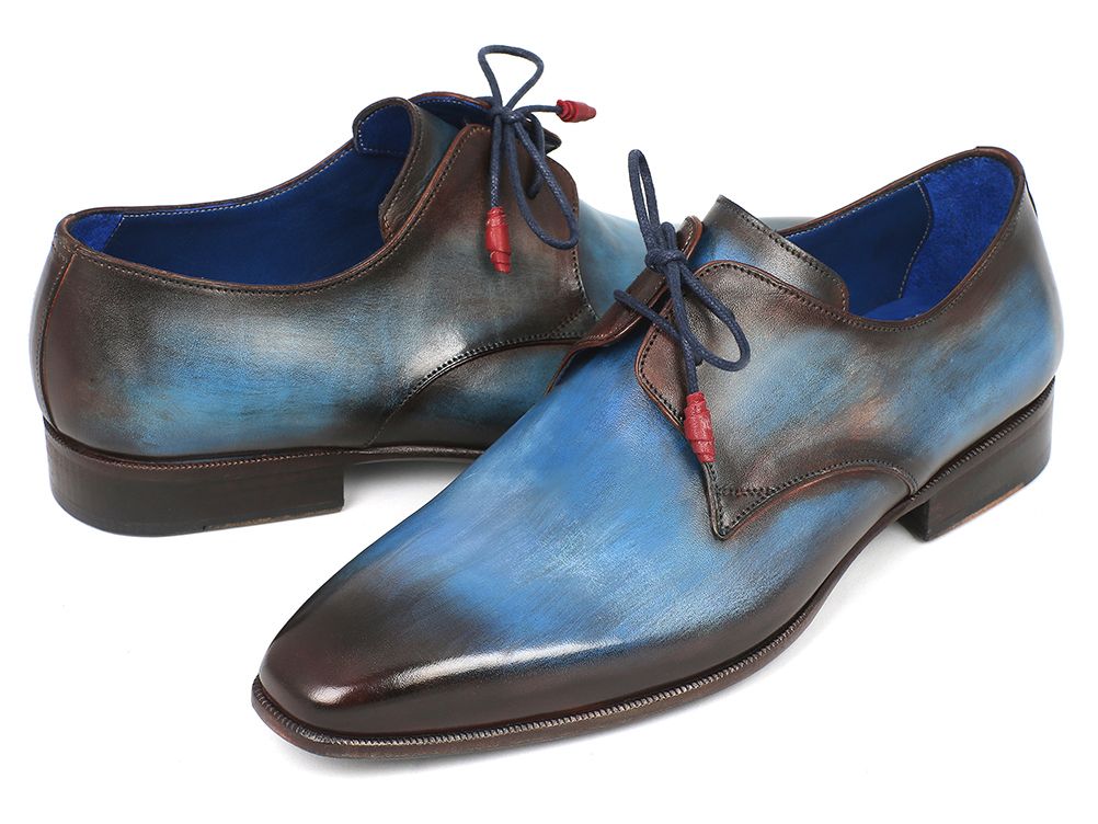 Paul Parkman Men's Blue & Brown  Derby Shoes (ID#326-BLU)