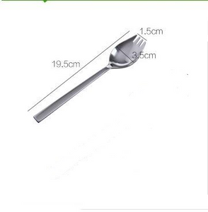 Stainless Steel Long Handle Fork Spoon Creative Household Salad Spoon Student Fruit Fork Soup Spoon