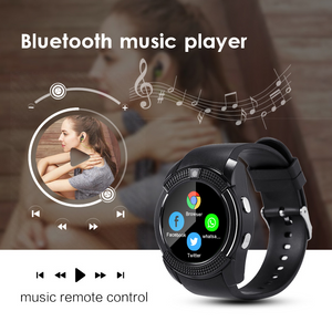 V8 Round Women Smart Watch With Sim Card Sport Pedometer Android Digital Touch Watch Provide Spare Battery French Spain Watch