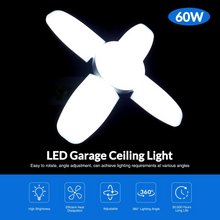 Load image into Gallery viewer, Folding Garage Light SMD 2835 Four-Leaf Garage Lights 2 Modes Light Fixtures Adjustable Lamp for Attic Garages Warehouse Workshop Basement