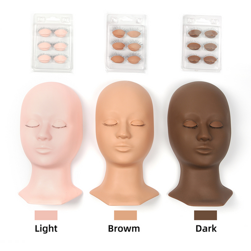 2022 Newly Lifelike Training Mannequin head with 4pc removable eyelids for eyelash extensions Practice Replaced Eyelids Flat Makeup Soft-Touch Rubber