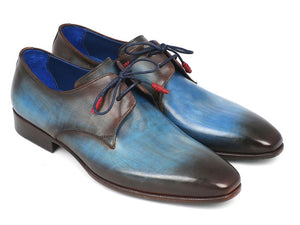 Paul Parkman Men's Blue & Brown  Derby Shoes (ID#326-BLU)