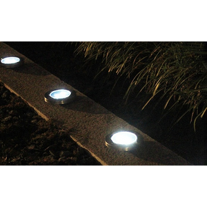 Solar-Powered 8-LED Pathway Disk Lights 4 Pack