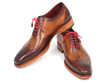 Load image into Gallery viewer, Paul Parkman Men&#39;s Wingtip Oxford Goodyear Welted Brown &amp; Camel (ID#81BRW74)