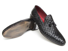 Load image into Gallery viewer, Paul Parkman Men&#39;s Tassel Loafer Black Woven Leather (ID#085-BLK)